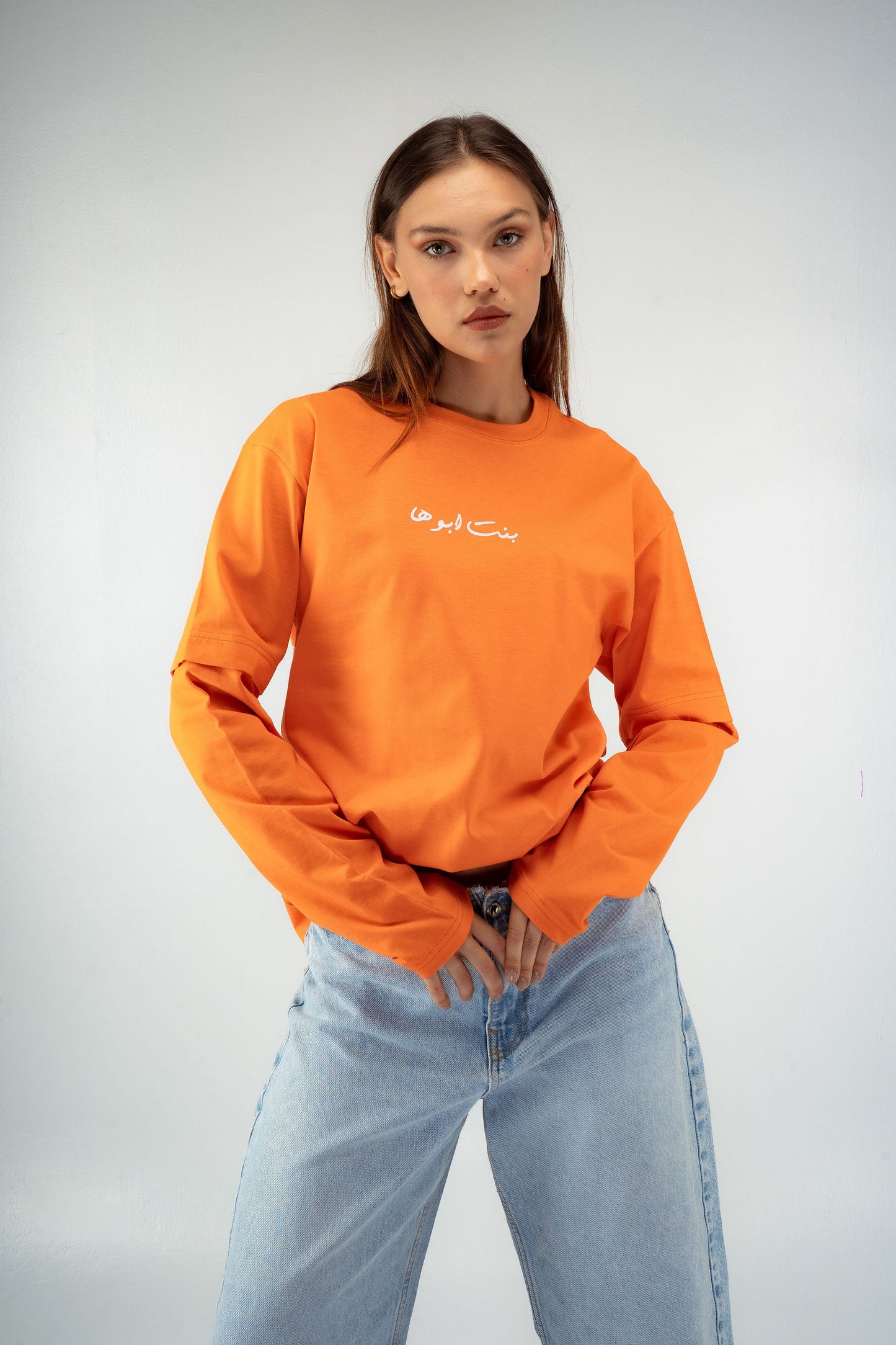 “Bent Abouha” Long-Sleeve T-shirt in Orange