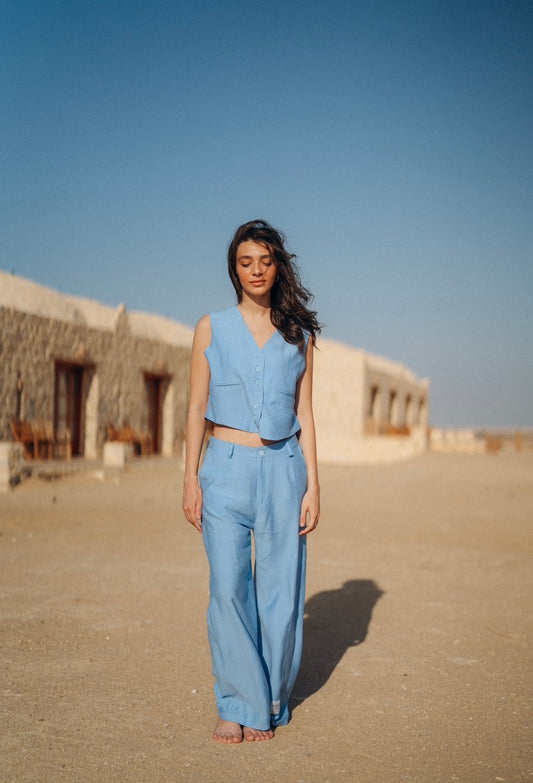 Blue Straight Fit Pants