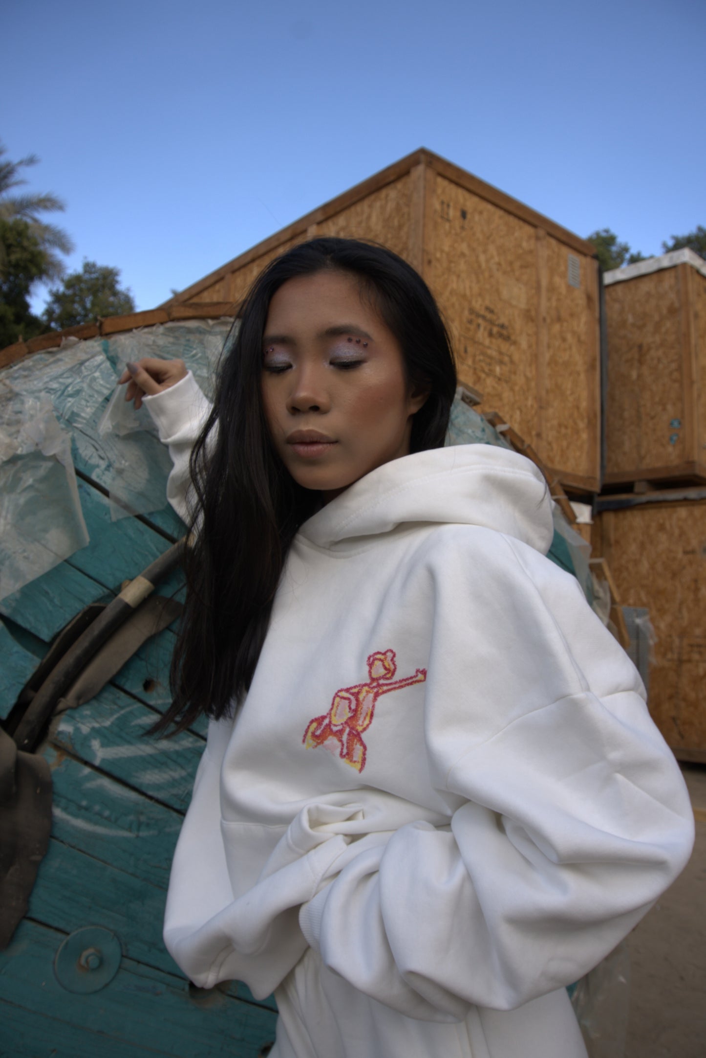 "Daddy's Girl Back" Hoodie in White