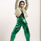 Metallic Straight Fit Pants in Green