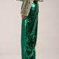 Metallic Straight Fit Pants in Green