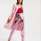 Metallic Straight Fit Pants in Pink