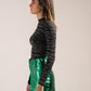 Metallic Straight Fit Pants in Green
