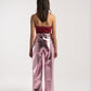 Metallic Straight Fit Pants in Pink