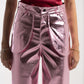 Metallic Straight Fit Pants in Pink