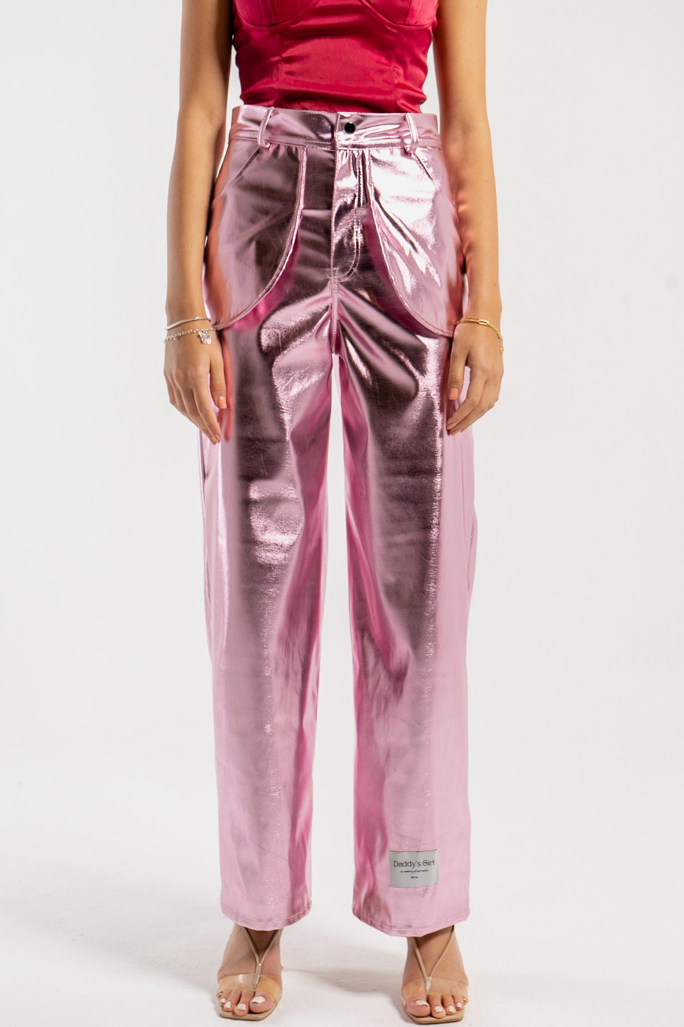 Metallic Straight Fit Pants